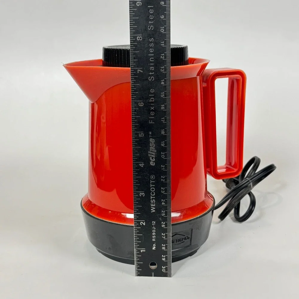 Vintage West Bend 5 Cup Electric Hot Pot Retro Red Black Model 53505 Works